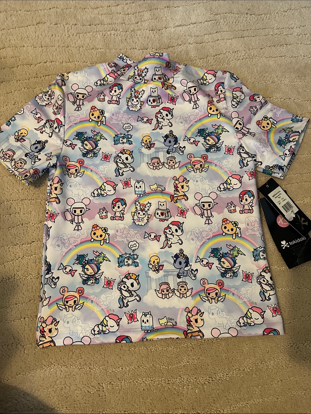 tokidoki Pastel Rainbow Character Shirt - XS women’s Pink Blue Purple BNWT